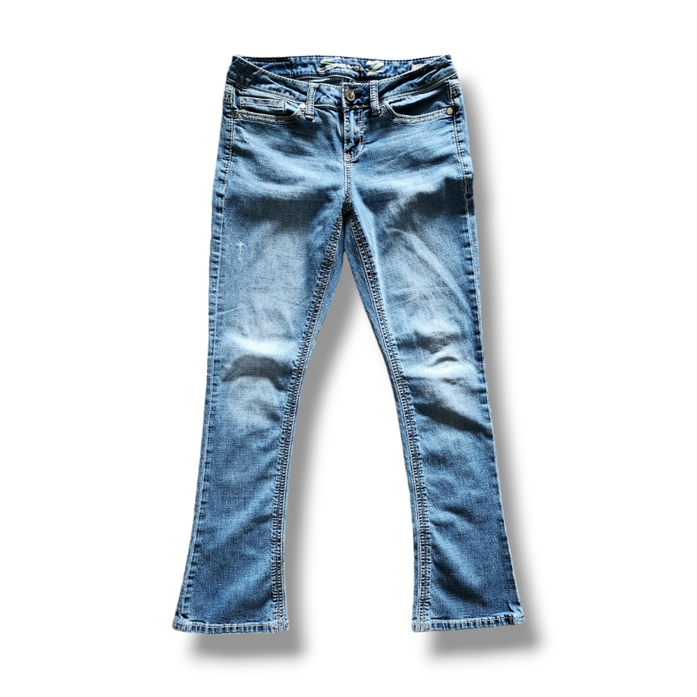 Seven7 Embroidered Low Rise Flared Denim Jeans  | Size 8